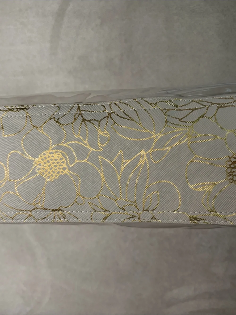Vince Camuto PVC Floral Makeup Bag Set Beige/Gold/Clear Zipper Pouches